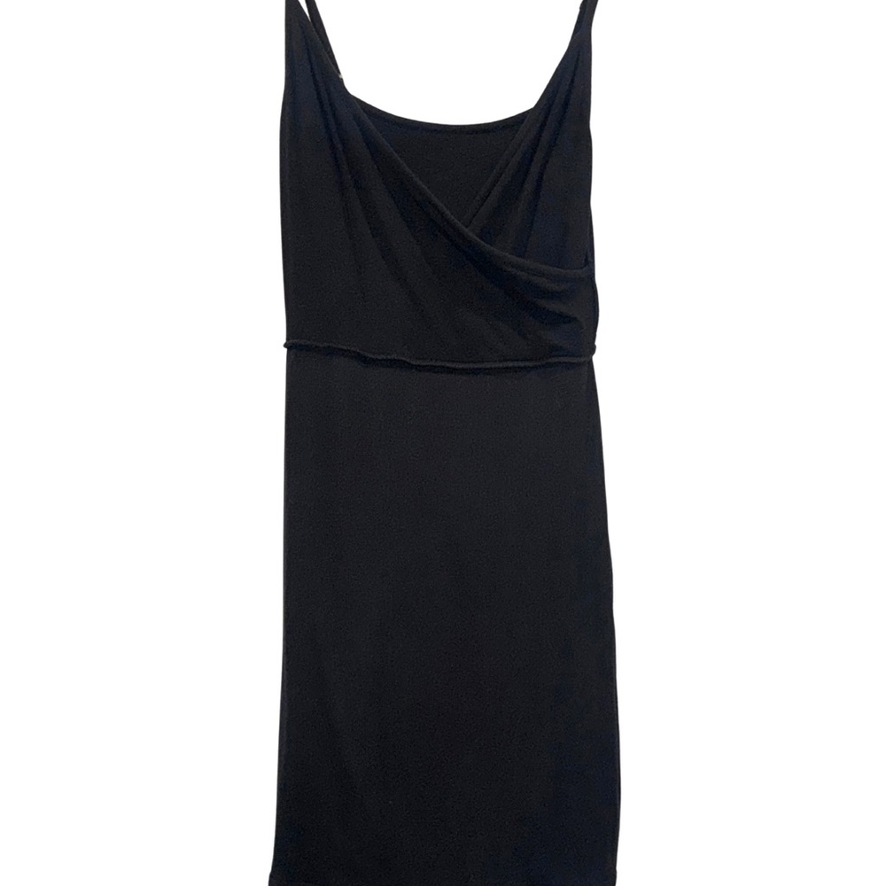 41 Hawthorn Black Wrap Front Ribbed Knit Midi Dress Comfy Modal Blend Size L NWT - Picture 3 of 6
